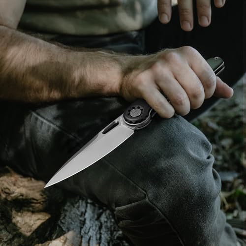 FINTISO Pocket Knife 3.5" Folding Knife Premium 14C28N Blade, Bicolour G10 Handle Design with Pocket Clip for Men Women, S...