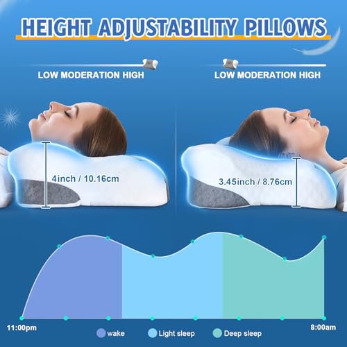 Cervical Neck Pillows with Memory Foam - Neck Pillows for Pain Relief Contour Memory Foam Pillows Ergonomic Neck Support -...