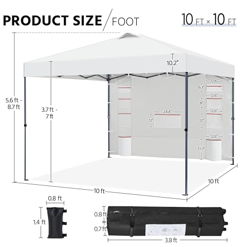 Yaheetech 10x10 Pop-up Canopy Tent w/Removable Pockets Sidewall for Extra Storage, Outdoor Sun Shelter Waterproof & Durabl...
