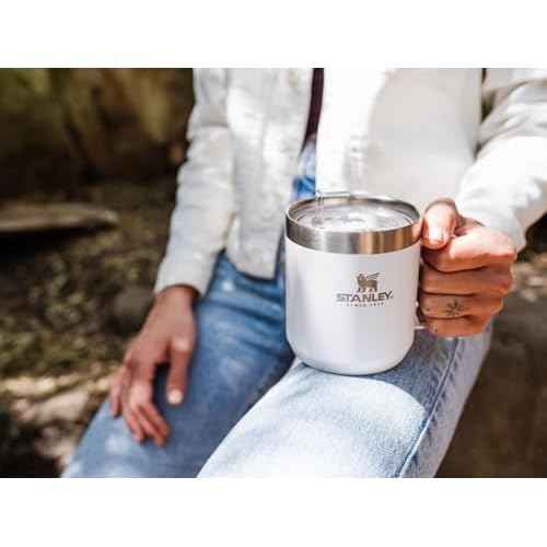 STANLEY Stay-Hot Camp Mug 12 oz | Press Fit Drink Through Lid | Cup for Coffee, Tea and Drinks | Insulated Stainless Steel Coffee Mug | BPA-Free | Black 2.0