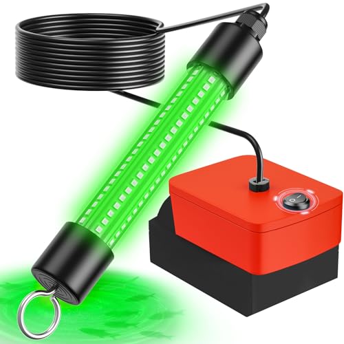 Underwater Fishing Light Compatible for Milwaukee 18V Battery, IP68 Waterproof Green Fishing Light, 1300 Lumens Fish Attra...