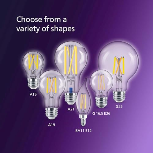 PHILIPS LED 60W BA11 E12 Chandelier Bulbs 3-Pack Ultra Definition Soft White (2700K) 500 Lumen (5W = 60W) Dimmable Flicker-Free LED Candelabra Bulbs