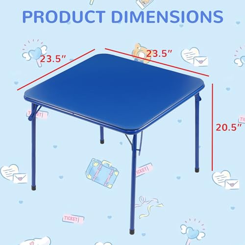 Folding Square Table, Card Table with Vinyl Padded Top, Foldable Activity for Indoor/Outdoor Use, Perfect for Picnic, Play...