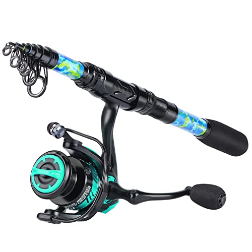 Sougayilang Fishing Rod and Reel Combos with Telescopic Fishing Pole Spinning Reels Fishing Carrier Bag for Travel Saltwat...
