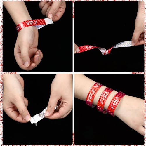Teling 500 Pack VIP Plastic Wristbands Bracelets Party for Events VIP Custom Wristbands Plastic Bracelets Tear proof Water...