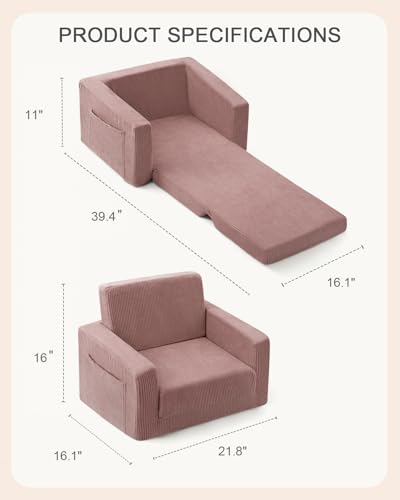 Jouha Toddle & Kids Chair,2-in-1 Soft Toddler Couches That Fold Out,Toddler Chairs Comfy 1-3 Years Old,Convertible Sofa to...