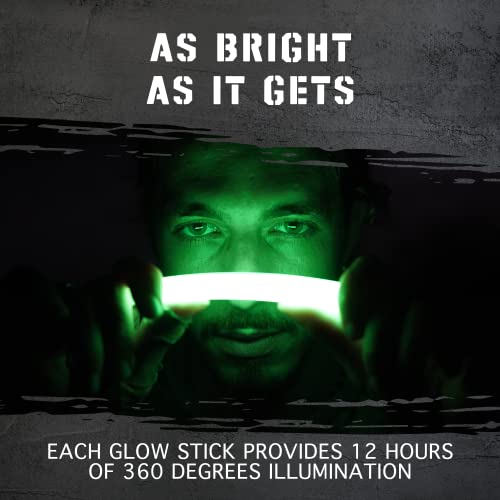 Emergency Glow Sticks with 12 Hours Duration, Individually Wrapped Industrial Grade Glowsticks for Survival Gear, Camping ...