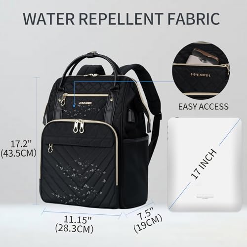 KROSER Laptop Backpack 17" Stylish Backpack Water Repellent College Casual Daypack with USB Port Travel Business Work Bag ...