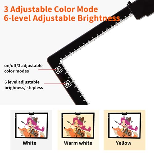YINGWOND Rechargeable A3 LED Light Pad with Carry Bag, Adjustable Brightness Light Box with 3 Colors, Built-in Stand, 2500...