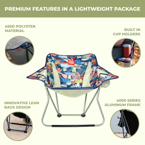 GRAND TRUNK Stonefly Chair | Ultralight & Packable Outdoor Chair with Built-in Cup Holders, 7000 Series Aluminum Frame, Co...