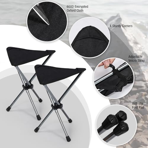 REDCAMP 2 Pack Ultralight Camping stools with Retractable Legs, Portable 3 Legged Tripod Camping Stools for Adults Fishing...