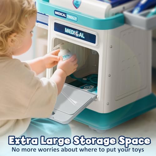 Lehoo Castle Doctor Kit for Toddlers 3-5, Kids Doctors Play Set, Mobile Cart with Lights and Sound, Pretend Play Stethosco...