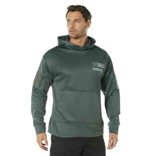 Rothco Conceal-Ops Thin Blue Line Hoodie ? Tactical Hooded Sweatshirt with Distressed American Flag Graphics