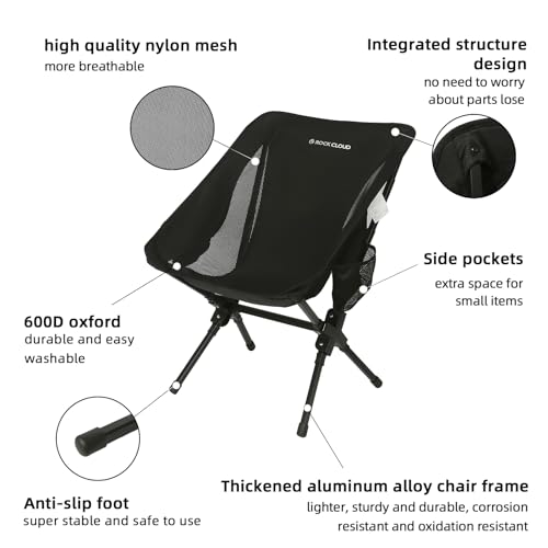 ROCK CLOUD Portable Camping Chair Ultralight Folding Camp Chairs Outdoor for Camp Hiking Backpacking Lawn Beach Sports