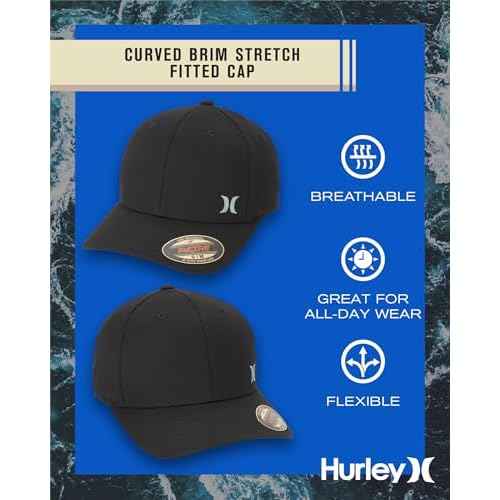 Hurley Men's Hat - Curved Brim Stretch Fitted Cap