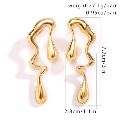 Irregular WaterDrop Earrings Melted Liquid Asymmetrical Drop Earrings for Women Embrace Minimalist Statement Earrings Jewelry