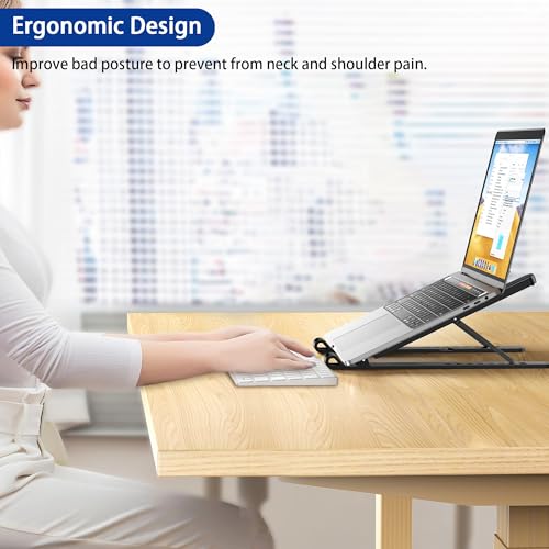 BESIGN LS01 Pro Ergonomic Laptop Stand, Plastic Laptop Riser, Portable and Adjustable Notebook Computer Holder Compatible ...