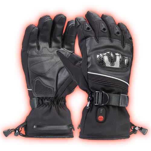 Heated Motorcycle Gloves Rechargeable 7.4V Battery for Men Women Touchscreen Waterproof Windproof for Winter Skiing Hunting Cycling Camping