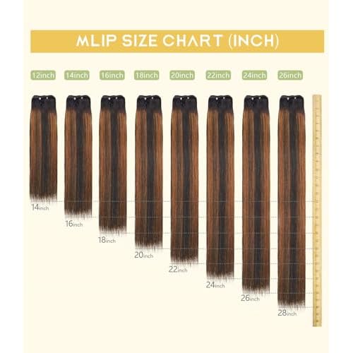 mlip Raw Indian Hair Bundle Straight, Enhanced Quality Bundle, 18A Virgin Hair 14 inches, No Tangle Shedding, Triple the Lifespan, Keep Texture Silky Soft After Multiple Washes, Highlight Color