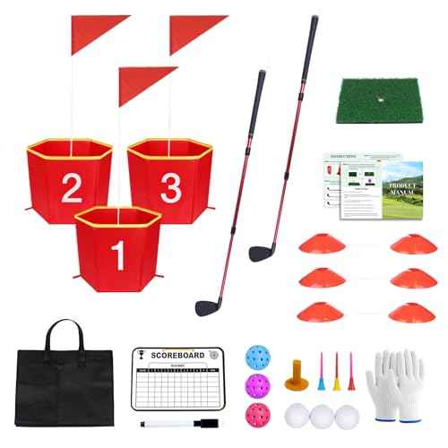 Backyard Golf Game,3pcs Golf Yard Game,with 2 Adjustable Clubs,Suitable for Lawns,Outdoors,Parks and Beaches