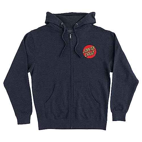 SANTA CRUZ Men's Midweight Zip Up Hooded Sweatshirt Classic Dot Skate Zip Up Sweatshirt