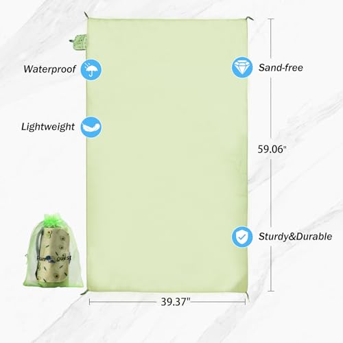 Fun Quest Picnic Blanket Waterproof – Packable Sand Proof Beach Blanket (0.42lb/0.66lb), Compact & Foldable, Fits in Pocke...