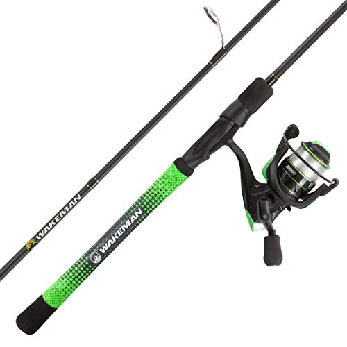 Fishing Rod and Reel Combo - Carbon Pole with Pre-Spooled Spinning Reel and Golf Grip Handle for Bass, Trout, Salmon, or C...