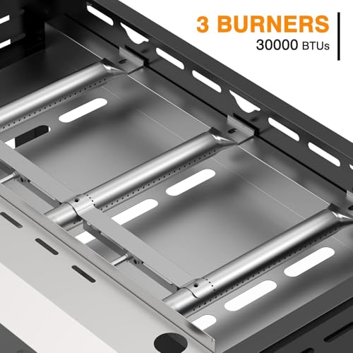 ADREAK 3 Burner BBQ Gas Griddle, 25.6 Inch Stainless Steel Tabletop Portable Propane Griddle, 30,000 BTU Flat Top Grill fo...