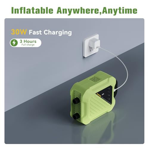 20PSI High Pressure Smart SUP Air Pump, Rechargeable Battery-Powered, Intelligent Dual Stage Inflation & Deflation,Auto-Of...