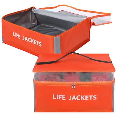 Dansydaisy 2 Pcs Life Jacket Storage Bag Heavy Duty 6 Capacity Life Jacket Nylon Storage Bag with Carrying Handle(Orange)