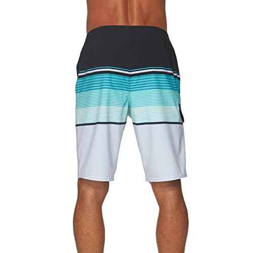 O'NEILL Men's 21 Inch 4-Way Stripe Boardshorts - Quick Dry Swim Trunks for Men with Fabric and Pockets