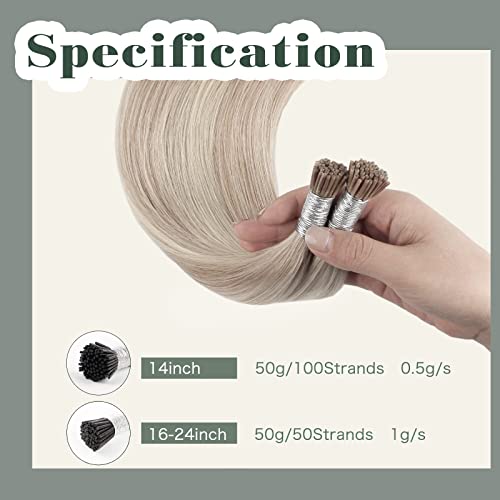Sixstarhair I Tip Hair Extensions Human Hair Highlight Color Blonde 20/60 Gold Blonde With Ash Blonde I Tip Human Hair Soft Cold Fusion Itip Hair Extensions Remy Human Hair 24 Inch 50g/Pack