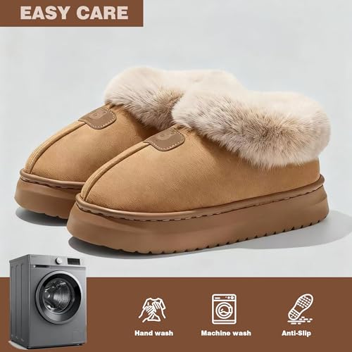Cozy Slippers for Women Indoor and Outdoor Fuzzy House Shoes with Memory Foam Anti-Skid Sole Suitable for Women Mom Ladies