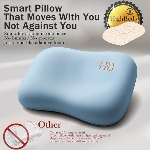 HighBeds Cervical Neck Pillow for Memory Foam – Soft Ergonomic Side Sleeper Pillow for Neck Pain Relief, Ice Silk Zipperle...