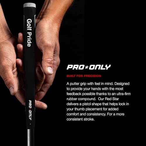 Golf Pride Pro Only Golf Grip - Putter Grip for Hand Placement - All-Rubber Construction for Firm Feel - Traditional Streamlined Shape