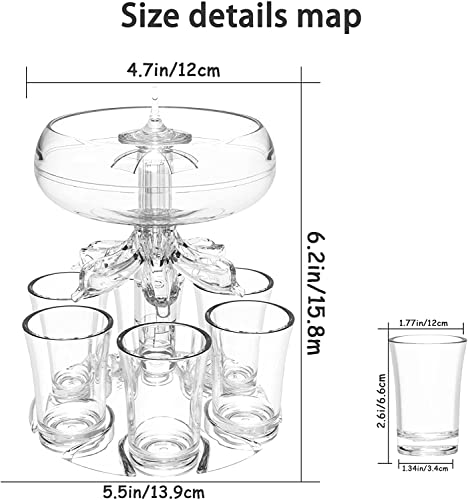 ALEVMOOM 6 Shot Glass Dispenser and Holder For Filling Liquids Multiple Dispenser,Bar Dispenser,Cocktail Dispenser,Carrier...