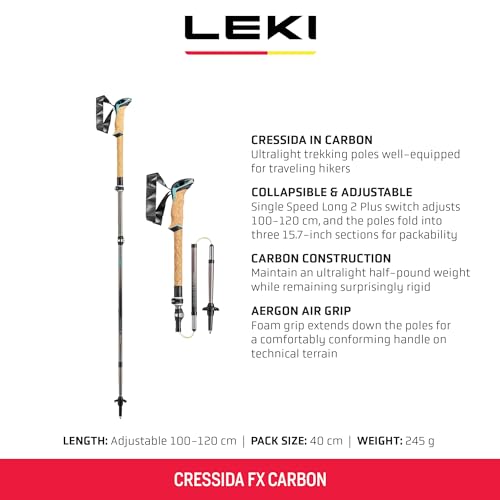 LEKI Cressida FX Carbon Collapsible Lightweight Walking Poles for Trekking & Hiking