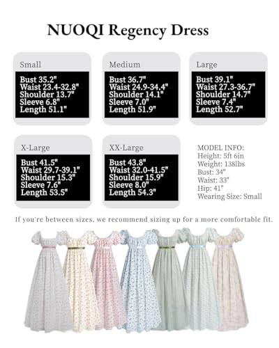 Nuoqi Regency Dresses for Women Floral Regency Era Dress Empire Waist Long Tea Party Dress