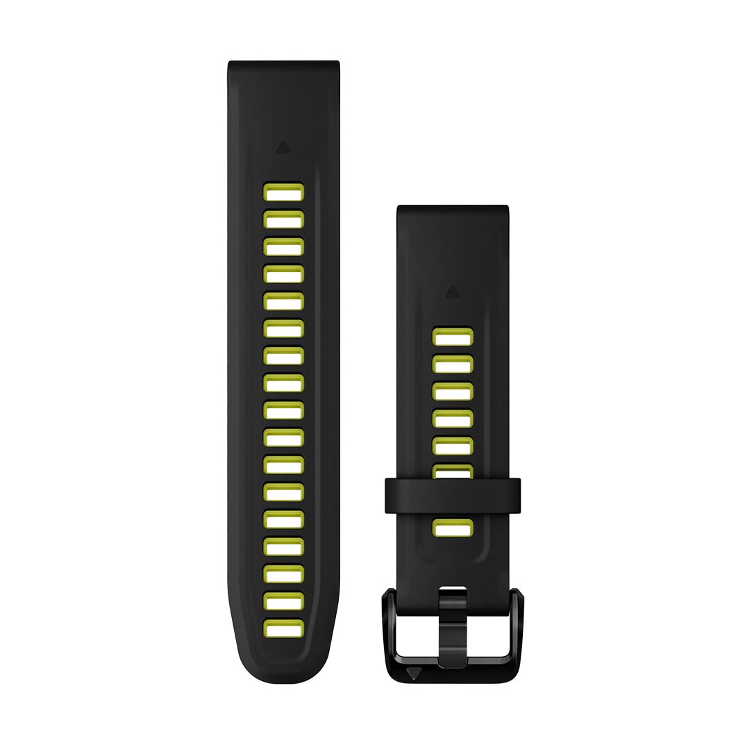 Garmin QuickFit 20 mm Watch Band - Black/Electric Lime Silicone Band-New