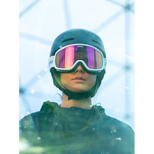 Giro Women's and Youth Moxie Ski and Snowboard Goggles - White/Grey Chute Strap with Grey Cobalt/Yellow Lenses
