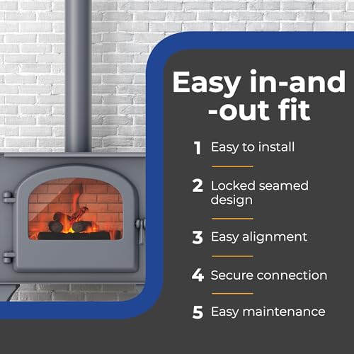 DuraVent DuraBlack 6 Inch 24 Gauge 430 Stainless Steel Easy Installation Single Wall Wood Burning Stove 90 Degree Elbow Co...
