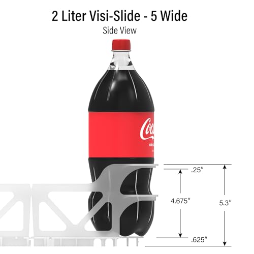 Visi-Slide 2Liter, 5 wide Soda Beverage Dispenser - Gravity Fed Glide for Angled Shelves for Coolers, Commercial Refrigera...