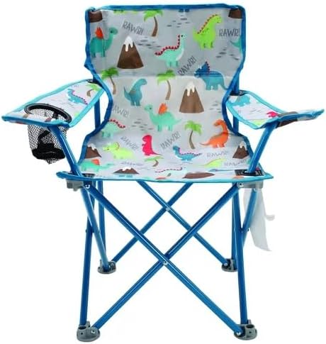 TnLoji Foldable Camp Chair - 125lb Capacity Portable Seat with Locking Mechanism, for Outdoor, Beach & Picnic Use (Dino)
