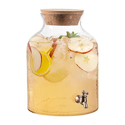 Style Setter Beverage Dispenser Cold Drink Dispenser w/ 2.7 Gallon Capacity Glass Jug, Cork Lid & Leak-Proof Acrylic Spigo...