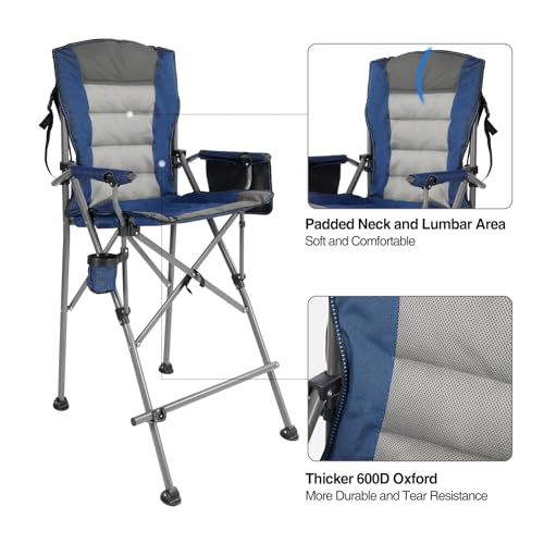 Stonehomy Extra Tall Folding Chairs for Adults 330lbs, Portable Bar Height Foldable Director Chairs for Camping Outside, C...