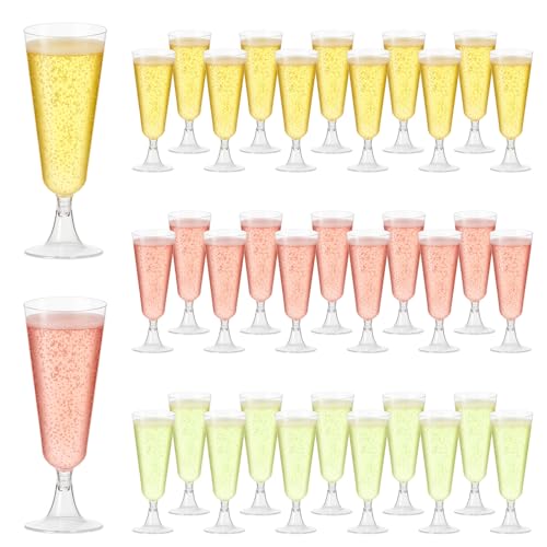 100 Pack Clear Plastic Champagne Flutes, 5 Oz Disposable Champagne Glasses, Unbreakable Acrylic Mimosa Glasses Wedding Coc...