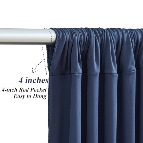 10x10ft Navy Blue Backdrop Curtains with Lights Wrinkle Free Fabric Backdrop Curtain for Wedding Birthday Party Baby Showe...