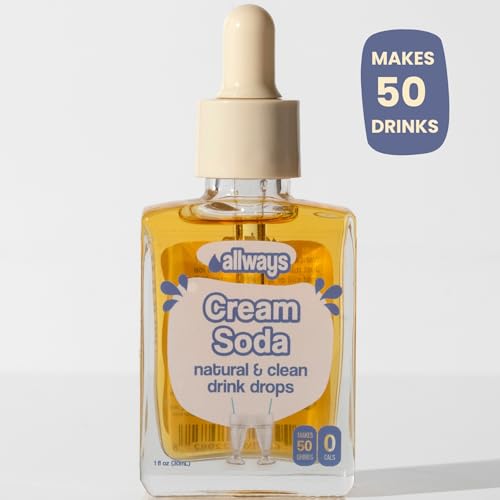 Allways Drops Natural Cream Soda Water Enhancer | Sugar-Free, Zero Calories, Monk Fruit Sweetened | Glass Bottle for On-th...