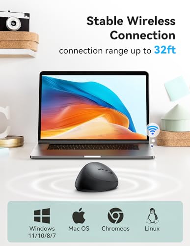 TECKNET Ergonomic Mouse, 4800 DPI 5 Adjustable DPI Levels, Wireless Vertical Mouse, 6 Buttons, 2.4G Silent Mouse for Lapto...