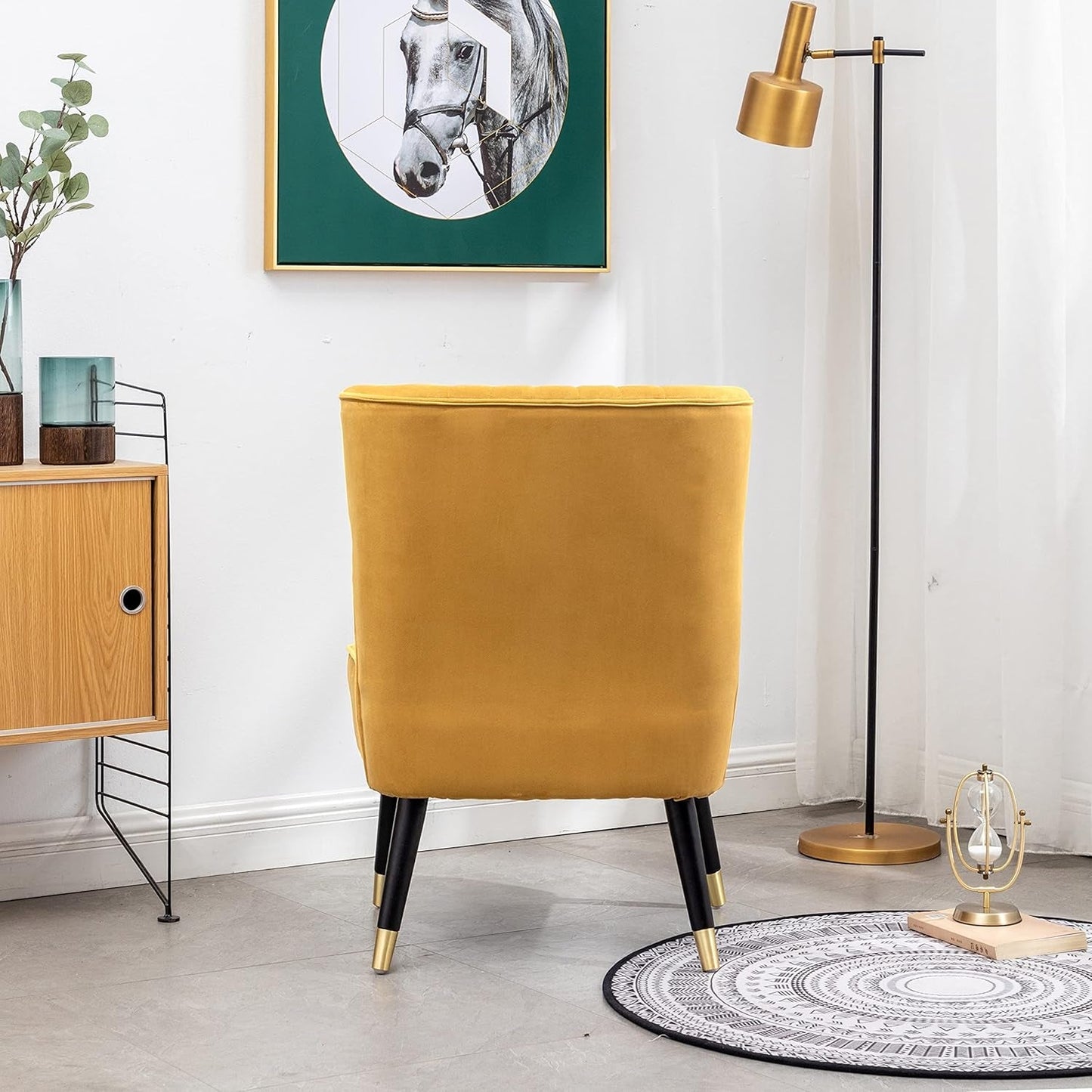 Elon Contemporary Velvet Upholstered Accent Chair, Gold
